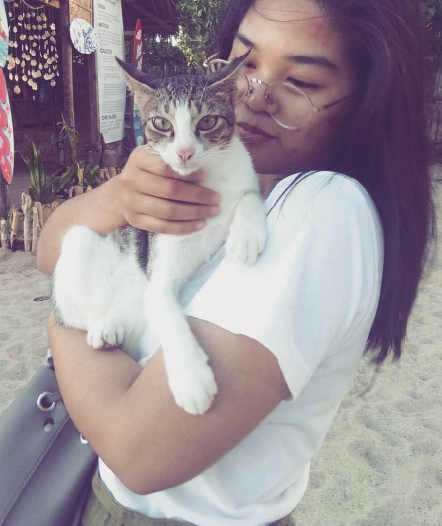 Audrey with a beach cat